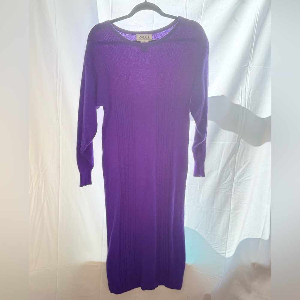 Vintage Raoul Medium Purple Long Sleeve Wool/Angora Dress